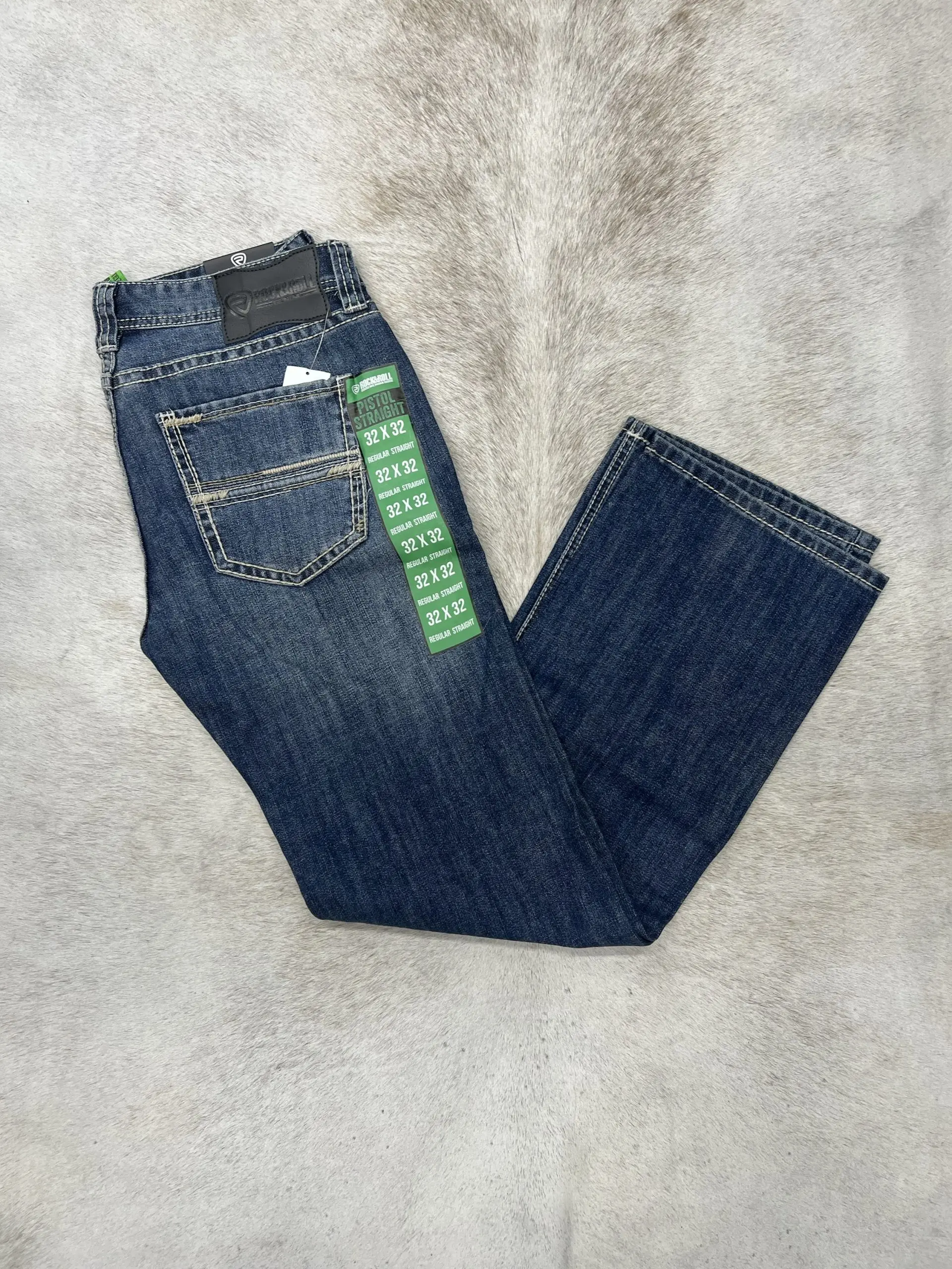 Rock & Roll Denim Relaxed Fit Rope Stitch Straight Pistol Straight Jeans