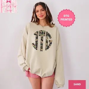 Custom Coquette Camo Monogram Sweatshirt ~ (Leave First Name Initial, Last Name Initial, Middle Name Initial in Notes at Checkout), Custom Name Sweatshirt, Personalized Name Sweatshirt, Custom Monogram Sweatshirt, Camo Monogrammed Sweatshirt