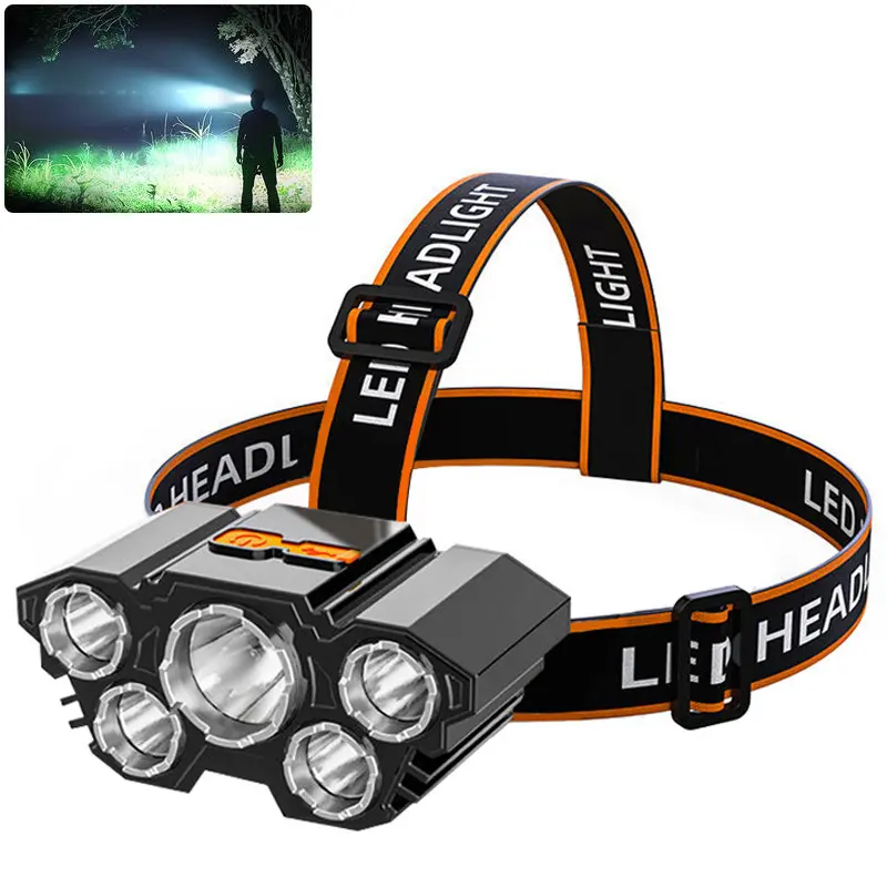 Rechargeable Headlamp, High Lumens Super Bright Headlamp, Adjustable Focus LED Headlamp, 90° Headlamp, 4 Modes Headlamp, Essential Equipment for Adult Helmet Camping summergarden,campingessentials,outdoorfurnitureset,campinggear