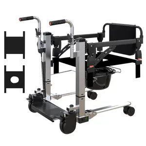 【GARVEE】Patient Lift Transfer Chair,Hoyer Lifts for Home Use,Hydraulic Patient Lift Transfer Chair, Bathroom Wheelchair with 180° Split Seat and Potty, Portable Elderly Lift Bedside Commode Chair