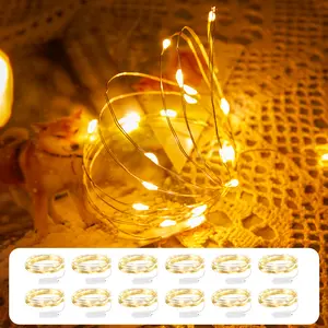Brightown 12 Pack LED Fairy Lights Battery Operated String Lights - 7ft 20LED Waterproof Silver Wire Firefly Starry Moon Lights for DIY Crafts Wedding Table Centerpieces Party Bedroom Christmas，The Best Gifts for Valentine's Day and Easter