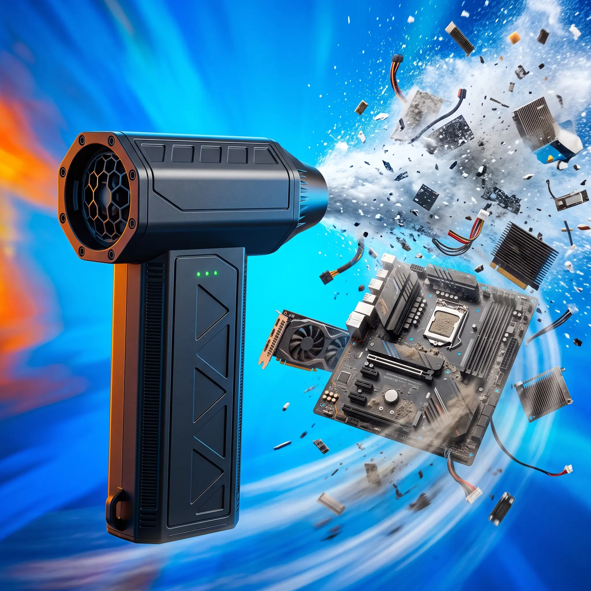 Ultra-Powerful Air Duster: For Violent Dust/Snow Removal. Blast Away Debris from PCs, Car AC Vents & Seat Corners, Furniture, Yard Leaves & Pet Hair. High-Speed Handheld Blower with Brushless Motor.