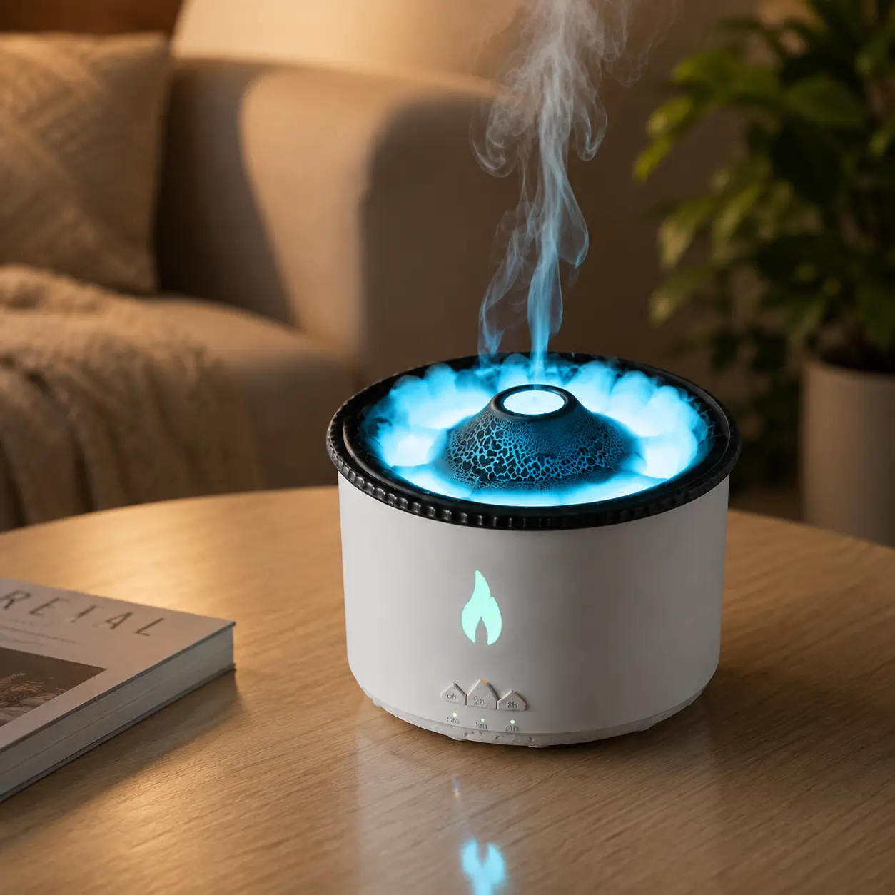 Volcano Mist Aroma Diffuser - Ultrasonic Essential Oil Diffuser with Realistic Flame Effect, Ambient LED Lighting, Remote Control, Quiet Cool Mist Humidifier for Bedroom, Living Room & Home Decor, Perfect Christmas Gift   TikTok ：