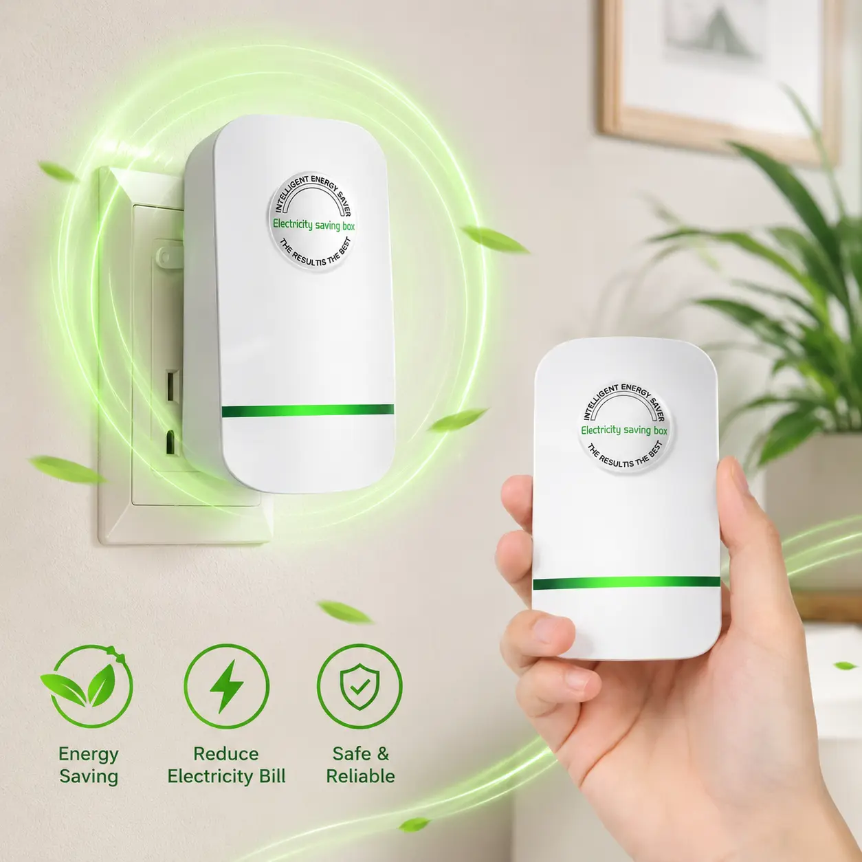 Electricity bill destroyer US-Standard Power Saver — Stabilizes Voltage, Protects Equipment — Plug In and Save