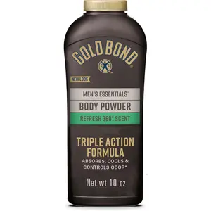 Gold Bond Men's Essentials Talc Free Body Powder, 10 oz., Refresh 360 Scent, Body Powder for Men, Wetness Protection
