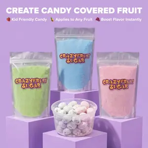 Crazy Fruit Coating Sugar Packs Variety Bundle - Watermelon, Blueberry, Green Apple (3-Pack)