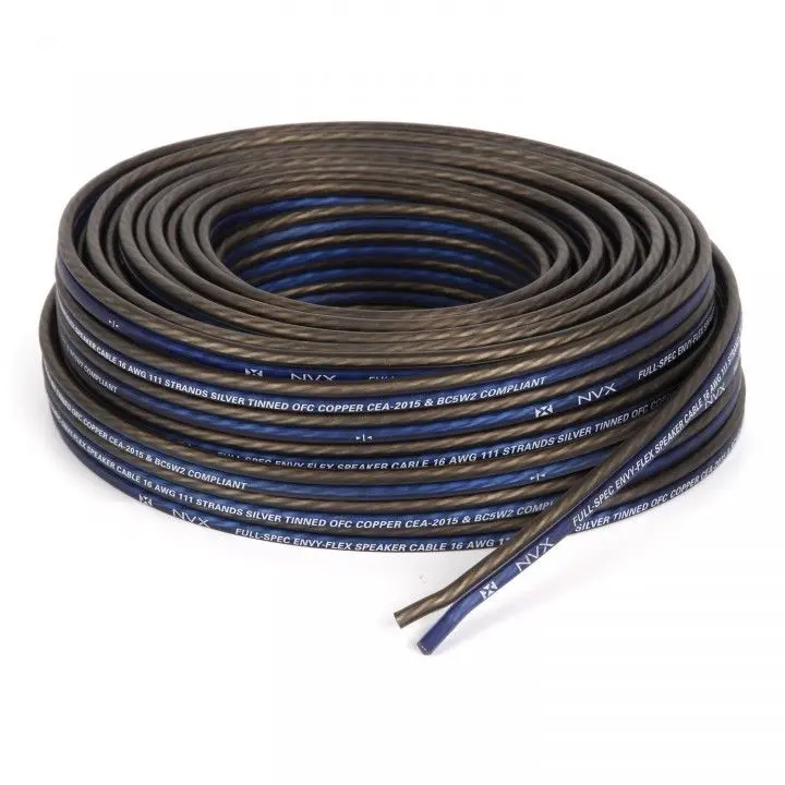 XWS16100 100 ft 16-Gauge EnvyFlex 100% Oxygen Free Copper (OFC) Speaker Wire (Blue/Gray)
