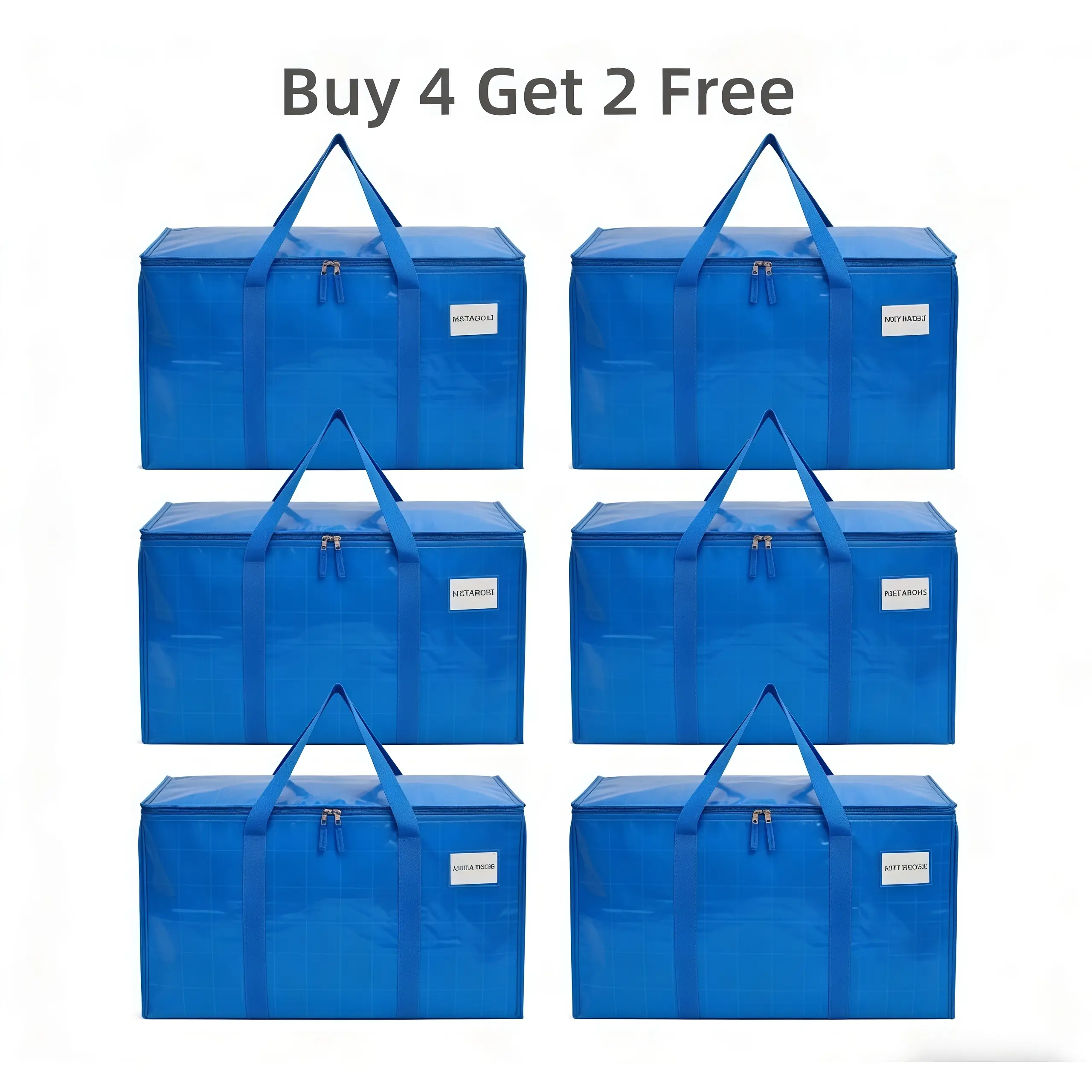 【Buy 4 Get 2 Free】Gallon Extra Large Heavy Duty Foldable Moving Bags With Carrying Handles, Zippers and Tag Pocket, Outdoor Camping, water proof Organiser