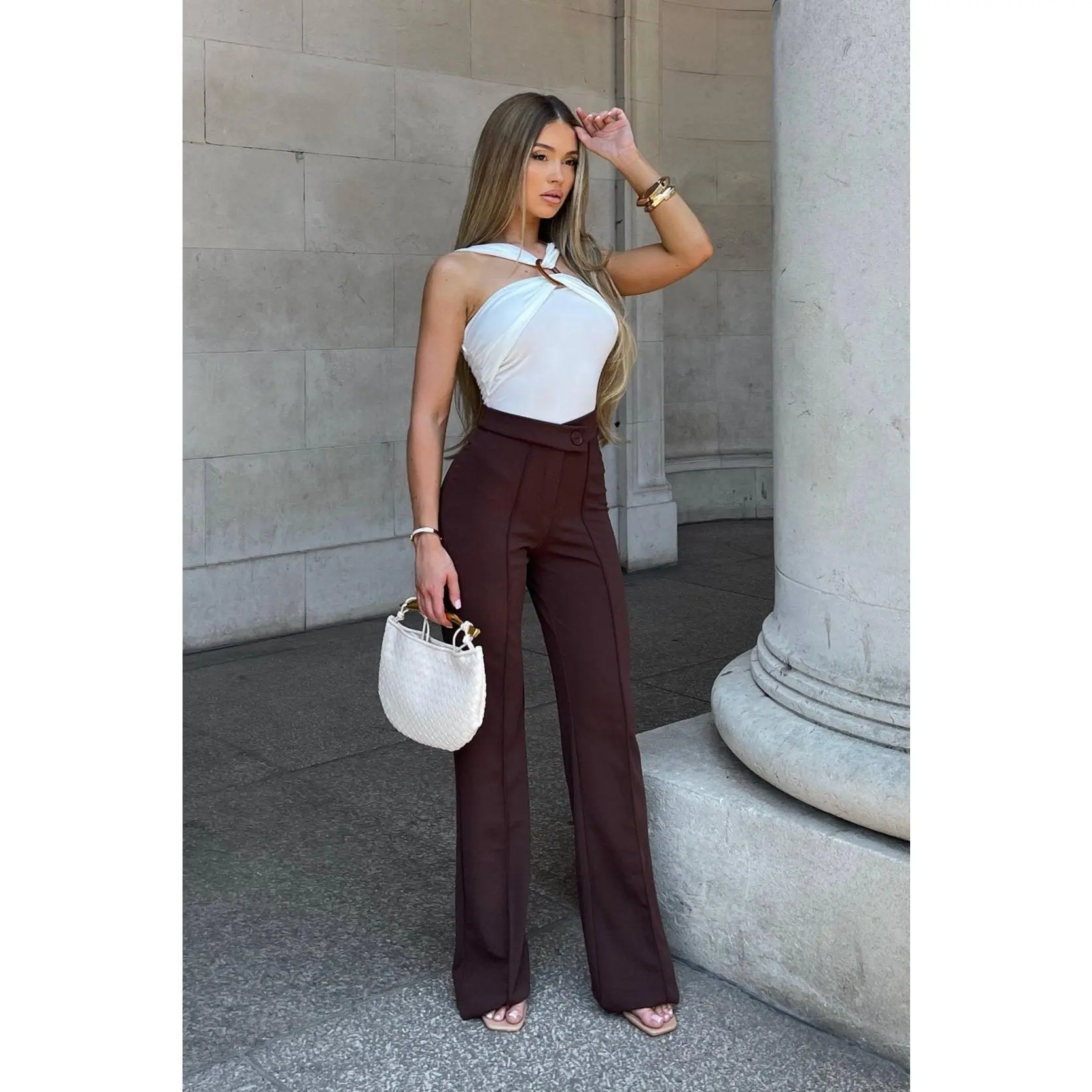 Call It Even Wide Leg Dress Pants - Chocolate