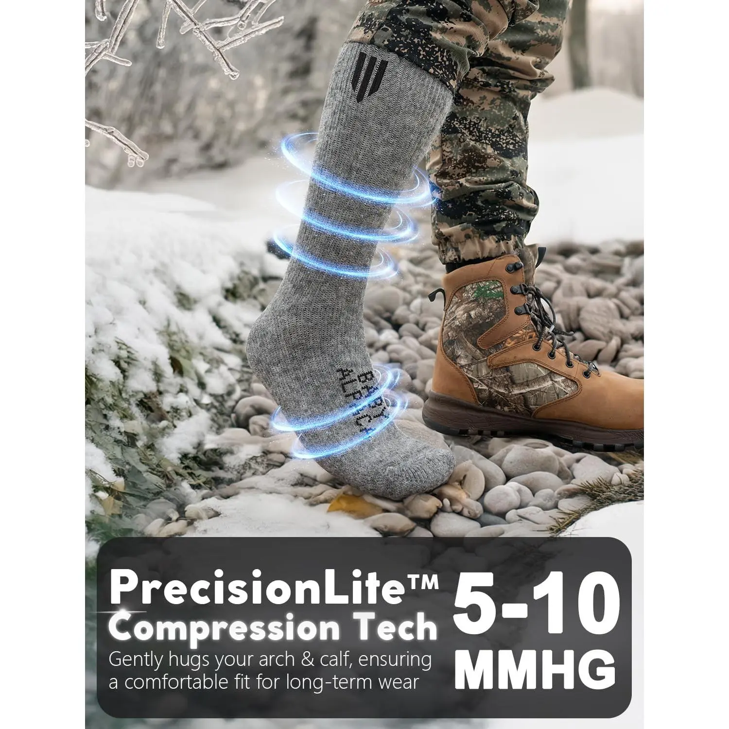 2-Pair Baby Alpaca Wool Socks for Men & Women, Thick Thermal Boot Socks with Compression for Outdoor Hiking & Cold Weather Warmth, Brisk Hikes, Compression Tech, Hunting, Small, Male, Adults, Unisex Fit, Thermal Sock