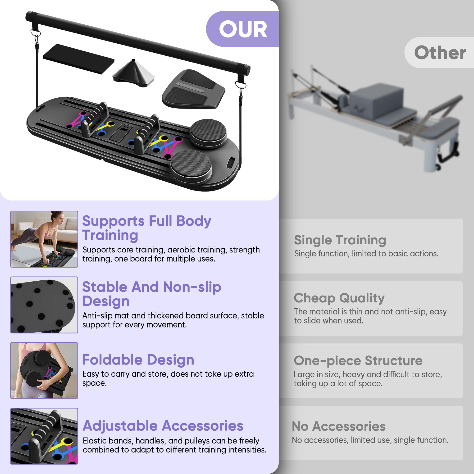 Pilates Reformer, Home Pilates Reformer Exercise Machine, Multifunctional Abdominal Board, Portable Foldable Abs Training Equipment, Women’s Pilates Core Workout Equipment