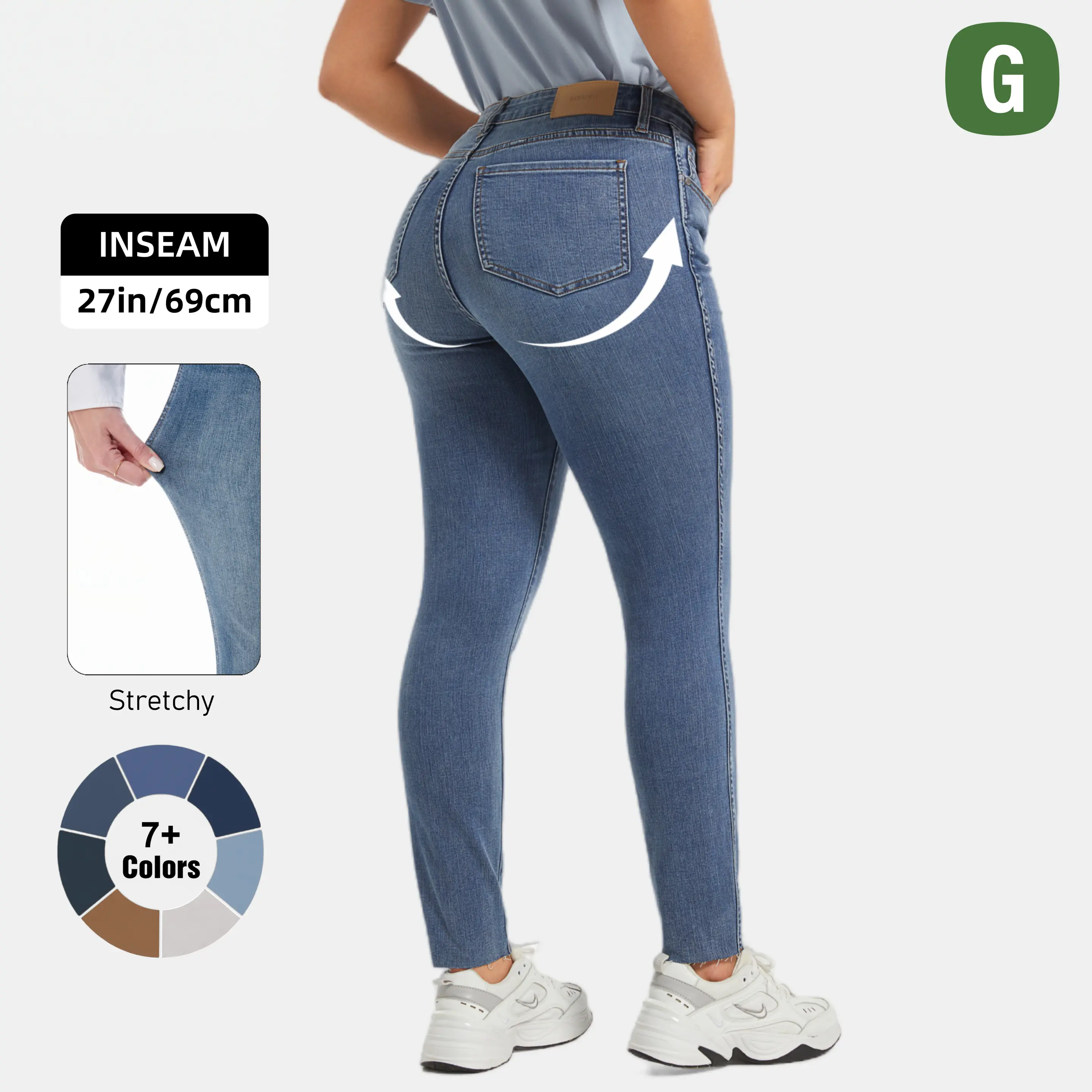 Women's High Waisted Booty Lifting Stretch Genuwii Skinny Jeans with Pockets, Cute Summer Outfits, Beach Vacation Outfits