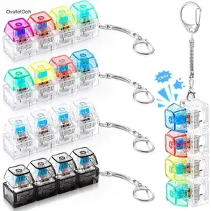 Mechanical Fidget Keyboard Keychain Clicker Toy - Stress Relief Button Cube for Adults, Portable Office Travel Fidget Toy, Ideal Gift for Passing Time