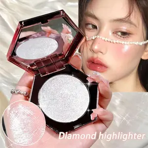 1PC Diamond Highlighter Facial Bronzer Palette Platinum Shimmer Face Contour Powder Flash Body Base Illuminator - Water Light Makeup