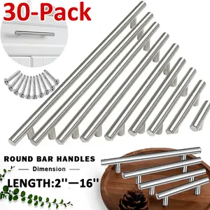 30-Pack Cabinet Pulls Satin Nickel Stainless Steel Kitchen Drawer Pulls Cupboard Pulls Brushed Nickel Cabinet Handles