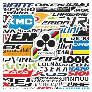 51Pcs Road Bike Brand Stickers Pack, Waterproof Cycling Team Logo & Bike Brand Vinyl Decals for Laptop, Water Bottle, Bike Frame & Helmet, Cyclist Gift
