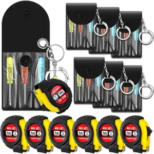 12 Pcs Mini Tape Measure Keychain Bulk Mini Screwdriver Keychain Set Adult Tool Party for Men Valentine's Day Gifts