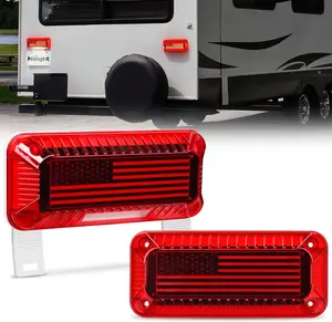 Nilight 2PCS High-Brightness LED RV Tail Lights with PC Lens, 72-LED Red Running/Brake/Turn Signals, White License Plate Light, Surface-Mount, Waterproof, for Camper Van
