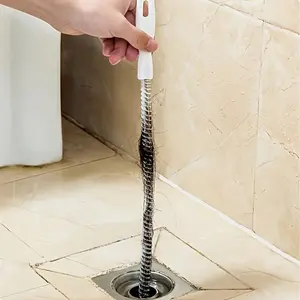 This 2-piece flexible drain cleaning brush is a hair catcher for sewage pipes, a manual clog removal tool, suitable for bathroom and kitchen sink drains, and a household pipe cleaning product that effectively catches hair and cleans pipes.