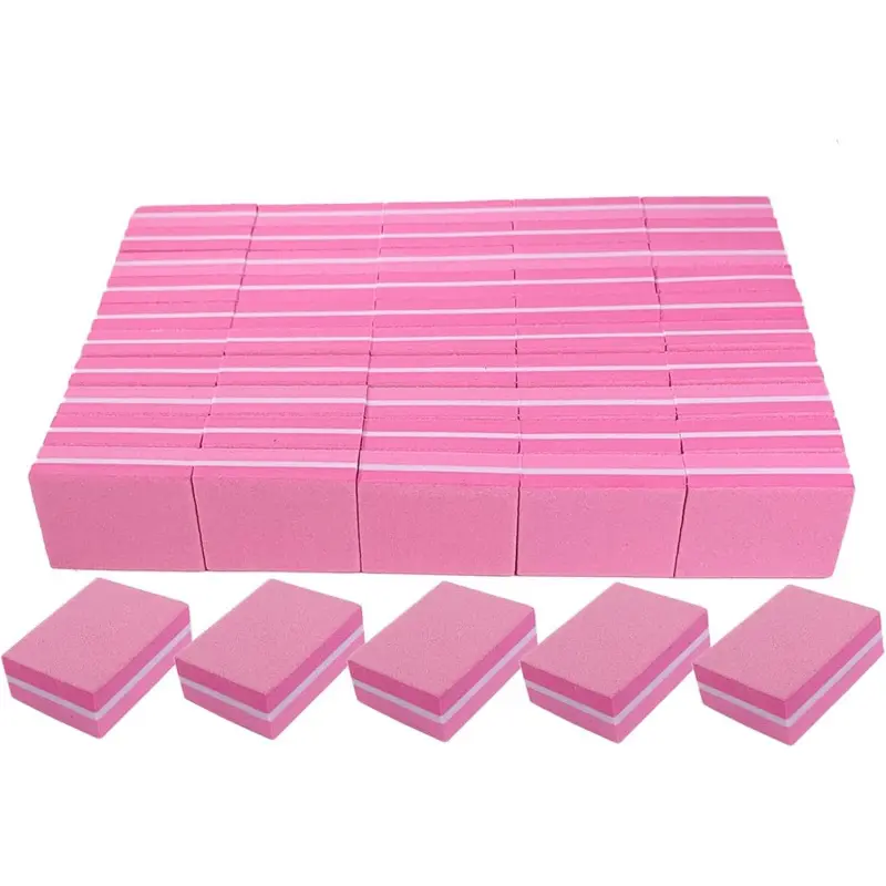 Nail Buffers (50 Count), Mini Buffer Block Nail File for Acrylic Nails and Nails, 100/180 Grit Nail Buffer Block Bulk Buffing Blocks for Nail Buff Professional Manicure File Blocks Set Pink