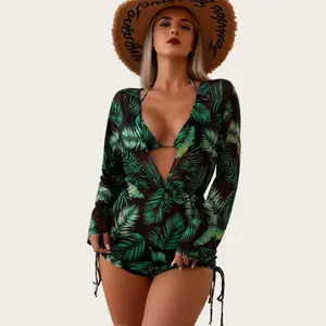 Women Two Piece Swimsuit - Knot Twist Bikini Set V Cut Bathing Suit Bikini apron belly swimsuits shaping bareback  backless swimsuit back swimsuit Backless Beach Vacation Party Cruise Swimsuit Set Strappy swimsuit with long sleeves set