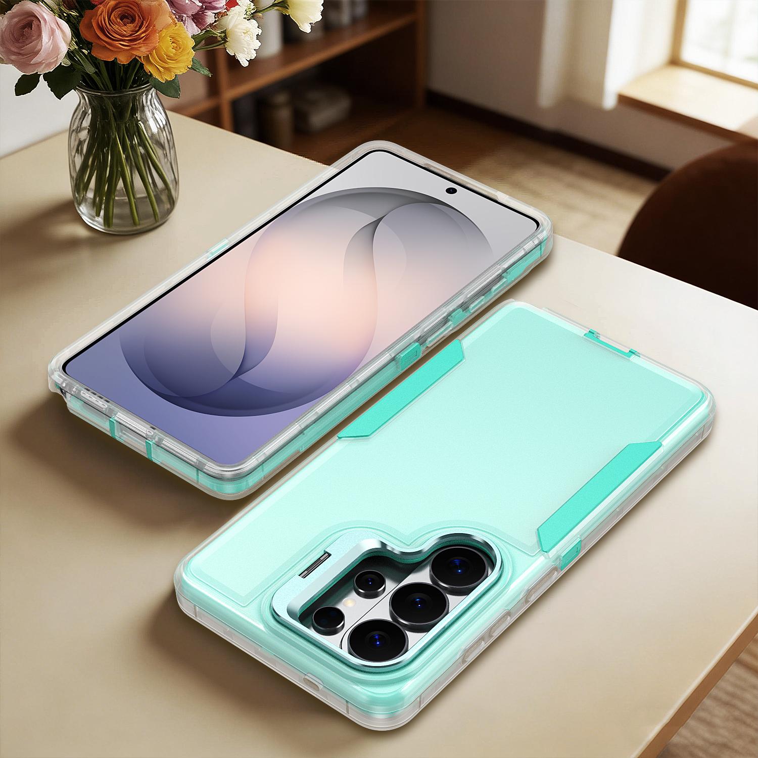 For Samsung Galaxy S26 Ultra S25 S24 Plus Phone Case with Lens Stand, Military-Grade Protection, Contrasting Colors Double-layer With Charging Port Dust Cover,Scratch-Resistant Back