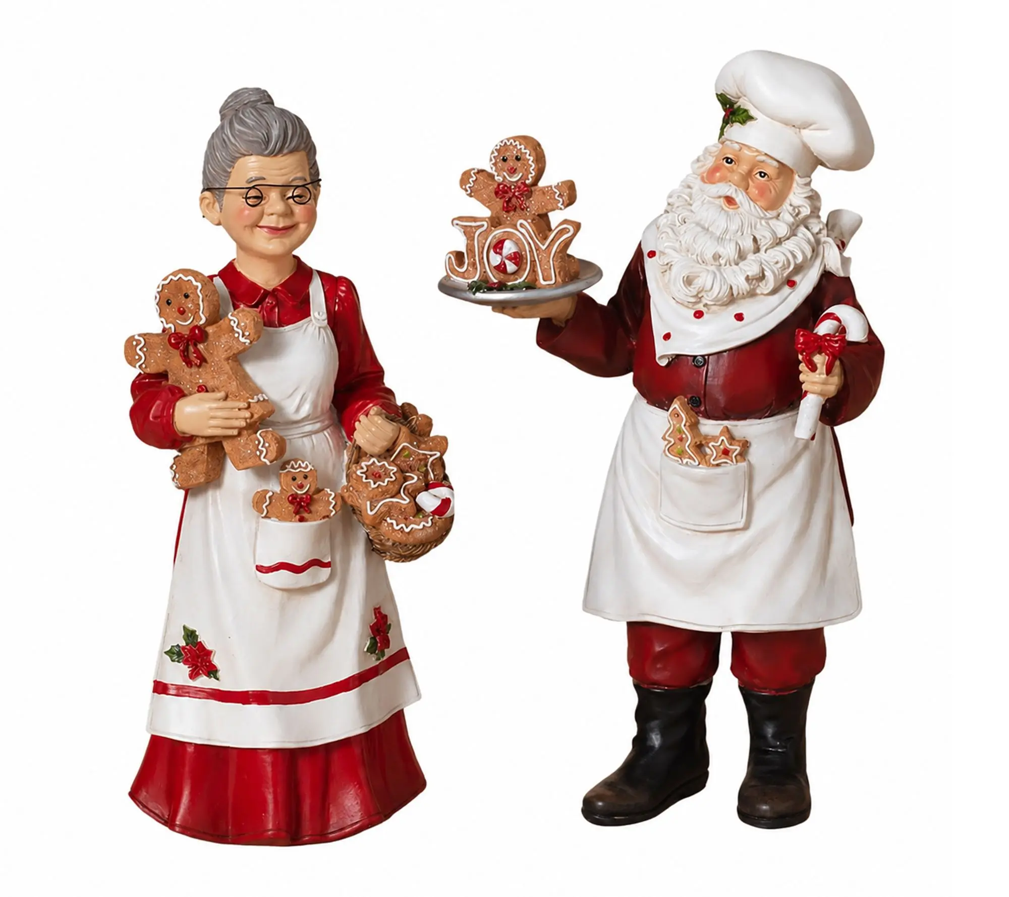 RC Home Decor -12" Santa & Mrs.Claus Gingerbread Baker Figurines