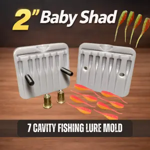 2" Baby Shad Soft Plastic Fishing Lure Mold – 7 Cavity Crappie Bait Mold