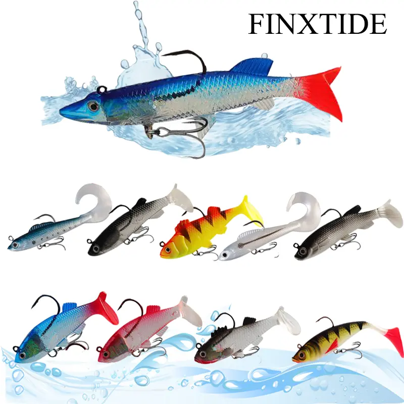 FINXTIDE Pre-Rigged Soft Fishing Lures Swim baits for bass Fishing, Trout Lures for River Fishing Fishhooks Gifts for Men, 3.62 Fishing Bait for Freshwater Saltwater Dealsforyoudays or Fathersdaygift