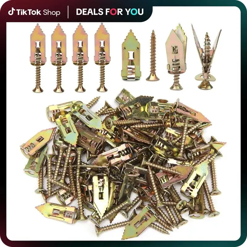 [Dealsforyoudays] 100PCS/200PCS Self-Drilling Drywall Anchors and Screws Kit, Easy Application, No Pre-Drilling Needed,Supports Up to 66 lbs, Ideal for Home and Office Organization,Truss screws