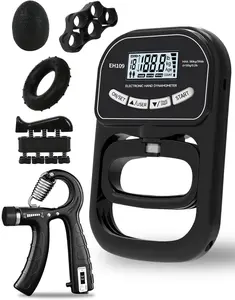 Grip Strength Tester Trainer Electronic Hand Dynamometer of 396lbs/180kg & Grip strengthener with Adjustable Resistance for Sports Home Gym with Digital Display Precision Training for Rehab Fitness