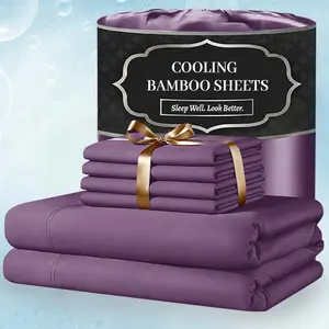 4/6pcs Extra Deep Pocket Sheets Bamboo Bed Sheet Set - kids & Pillowcase Set,Comfy Breathable Cooling Hotel Luxury Bedding for Women, Men and kids- Pockets, Ultra-Soft, Wrinkle Free
