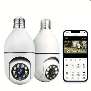 Wireless WiFi Light Bulb Camera 360Panoramic Surveillance Cam, Home Monitoring Camera, 1080P Indoor And Outdoor Security Camera with Motion Detection Alarm Night Vision Two-Way-Talk Phone Remote, Smart Home Device, Compatible with Alexa & Google