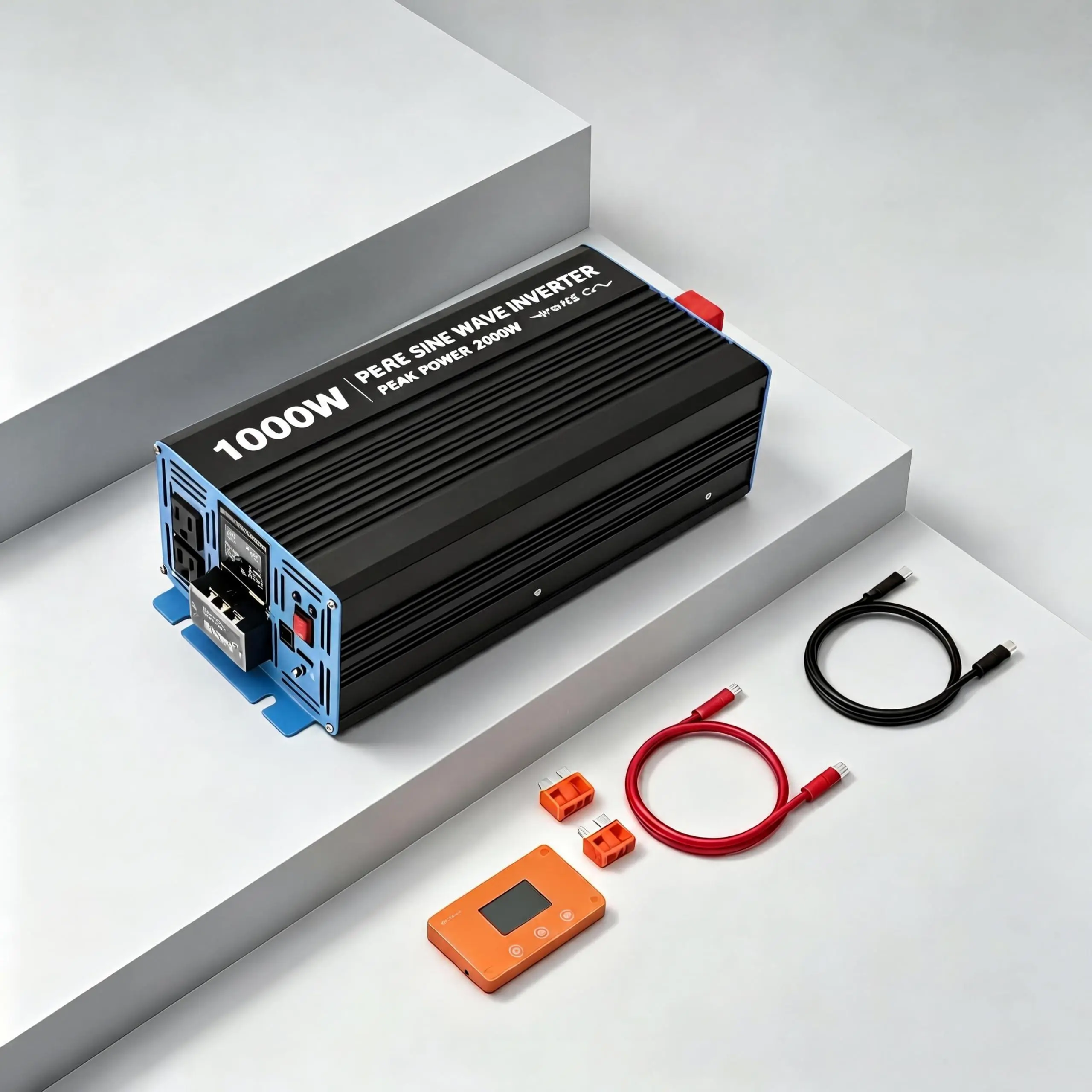 1000W Pure Sine Wave Inverter 12V DC to 120V AC with Built-in 5V 2.1A USB and Hardwire Remote, Power Converter for RV Truck Home Off-Grid 110V Solar Systems