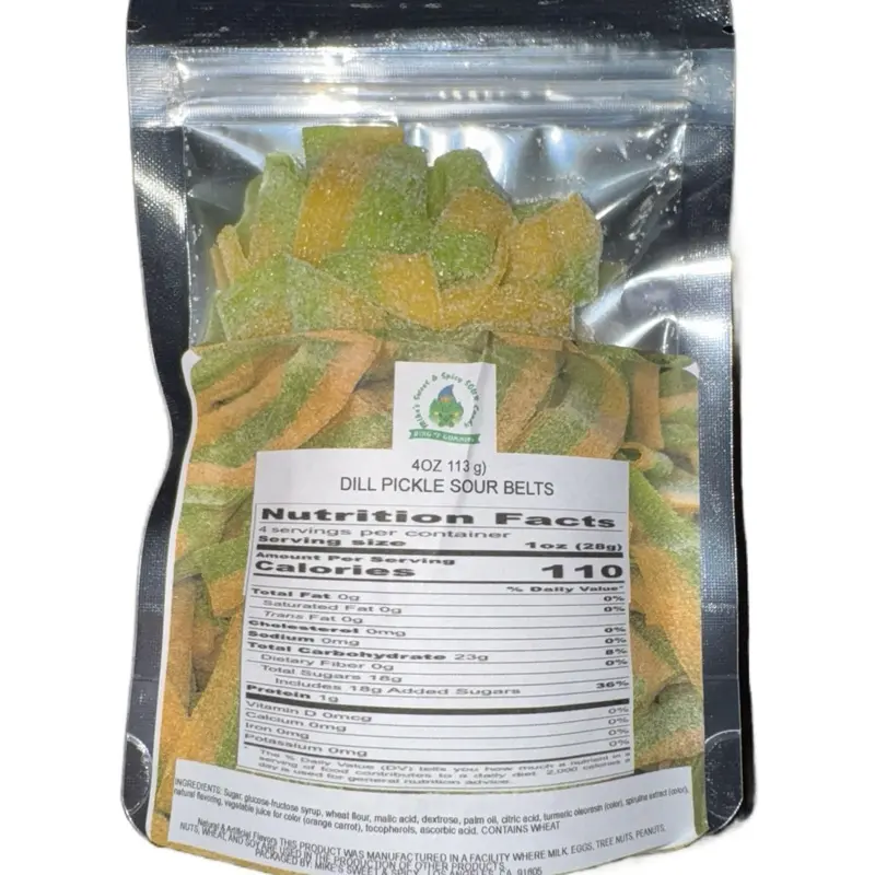 DILL PICKLE BELTS 4oz (2 Packs) Candy Snack