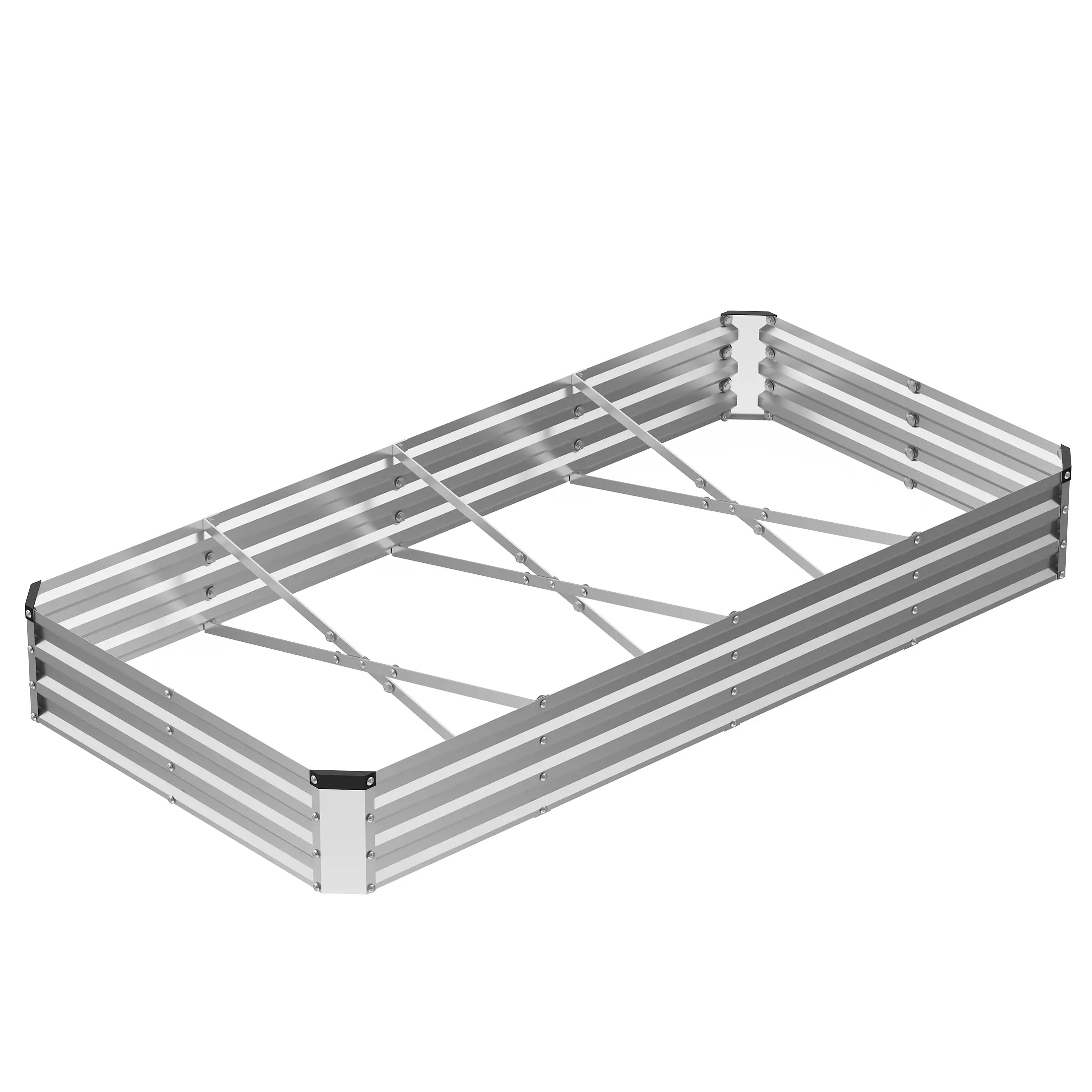 Raised Garden Bed, Outdoor Planter Box with Open Bottom Design, Metal Large Garden Bed for Vegetables, Herbs & Flowers, Rustproof for Backyard & Patio, Silver