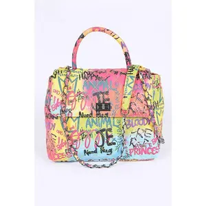 Top Handle Graffiti Convertible Shoulder Bag