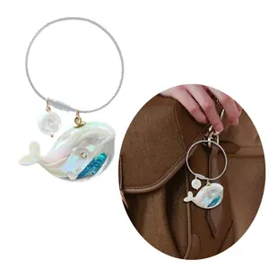 2Pieces Whale Keychains Set Fun Key Accessory Stylish Key Holder Acrylic Texture for Bags or Keys Great for Gifting