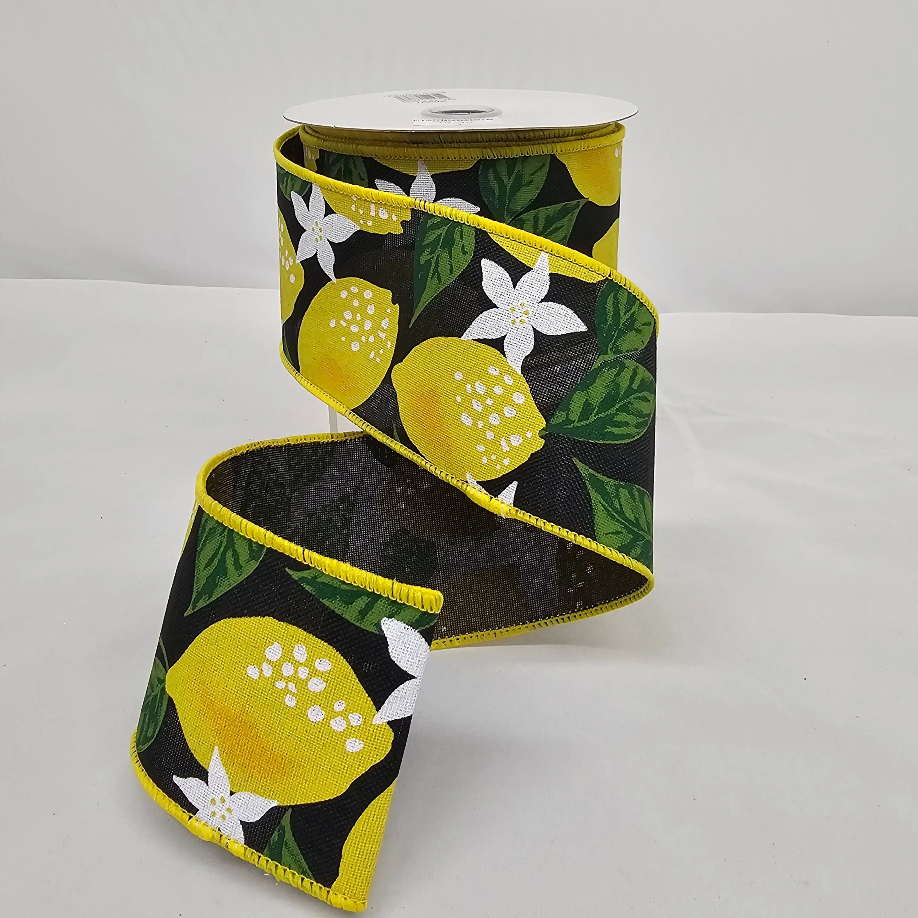 2.5"x10Y Black Lemon Floral Ribbon