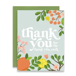 THANK YOU FOR THE THANK YOU CARD - CITRUS FLORAL BORDER - FUNNY ILLUSTRATED GREETING CARD