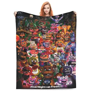 Cute Five Nights At Freddy's  for Girls Boys Throw Cartoon  Super Warm Soft Plush Lightweight Fleece   Christmas Birthday Winter Sofa Bedding  decor  bedroom cozy  Print   Flannel cooling  novelty comfortable sofa  pig love blanket