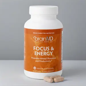 BrainMD Focus & Energy 120 Vegan Capsules - Promotes Mental Sharpness & Productivity with Essential Aminos & Natural Ingredients for All-Day Alertness Fitness Dietary Edible Tea