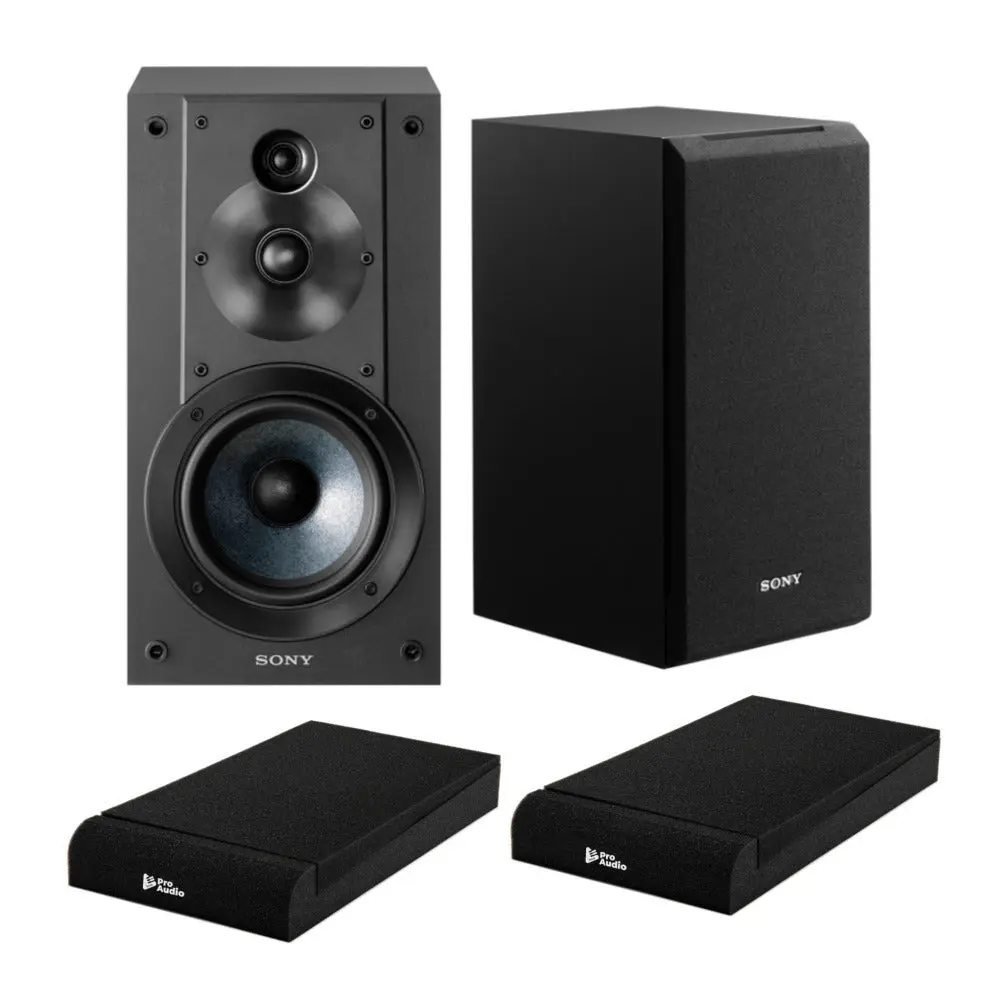 Sony SSCS5 3-Way 3-Driver Bass Boosted Bookshelf Audio Speakers, Digital Desktop Speakers for Music Setup, Black System with Isolation Pads, Bass Boosted Speakers, Betterbass Speakers