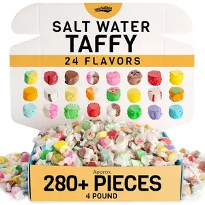 Snackathon Salt Water Taffy Assorted Mix – Flavor Variety, Bulk 4 LB Family Size, Soft & Chewy Gourmet Candy, Individually Wrapped Pieces