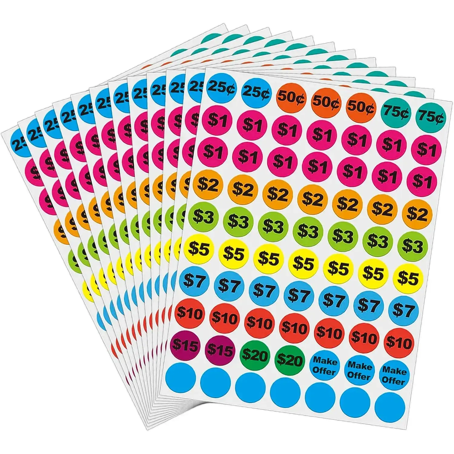 Removable Garage Sale Stickers, 1400 Pcs Yard Sale Price Stickers, 3/4" Round Preprinted Garage Sale Price Stickers Labels for Flea Markets, County Fairs & Retail
