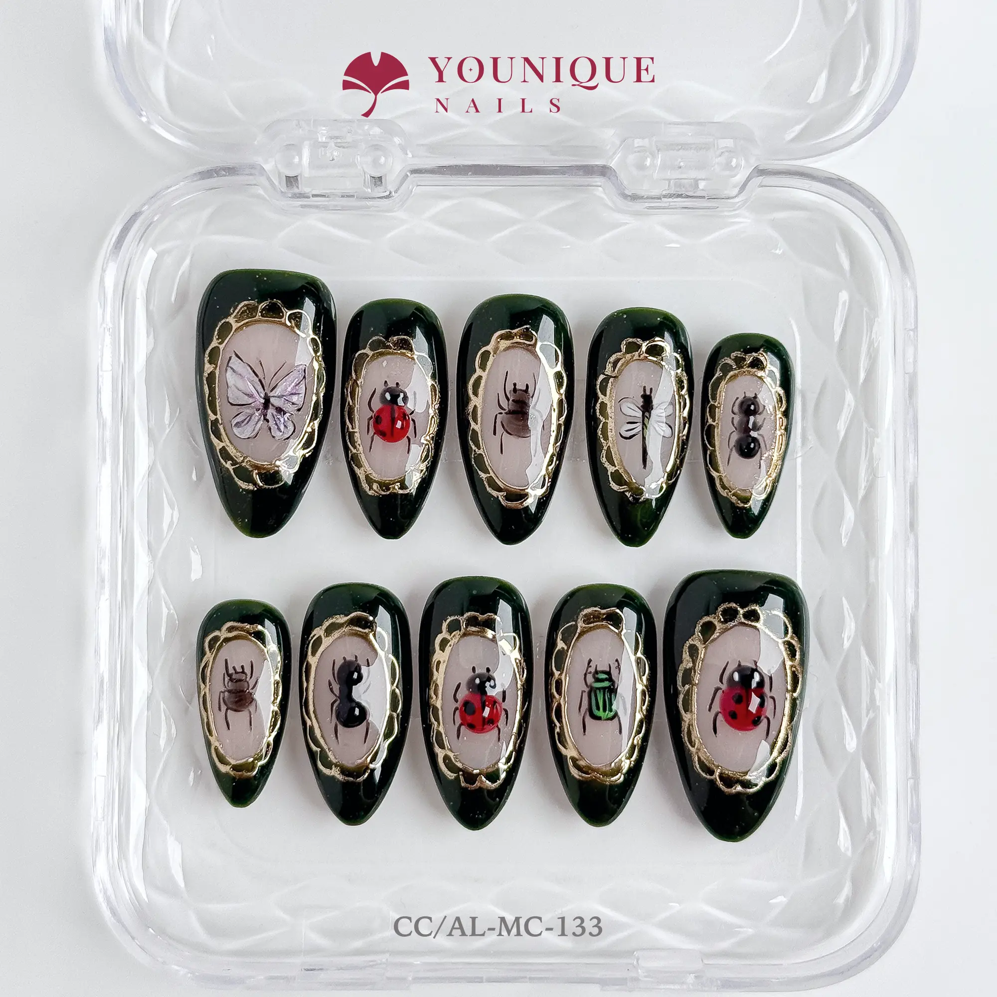 Younique Handmade Press-On Nails, 10PCS Reusable Colorful Acrylic Full Kit with Nails, Tabs, Glue, Tools, Full Kit: Nails, Tabs, Glue, Tools