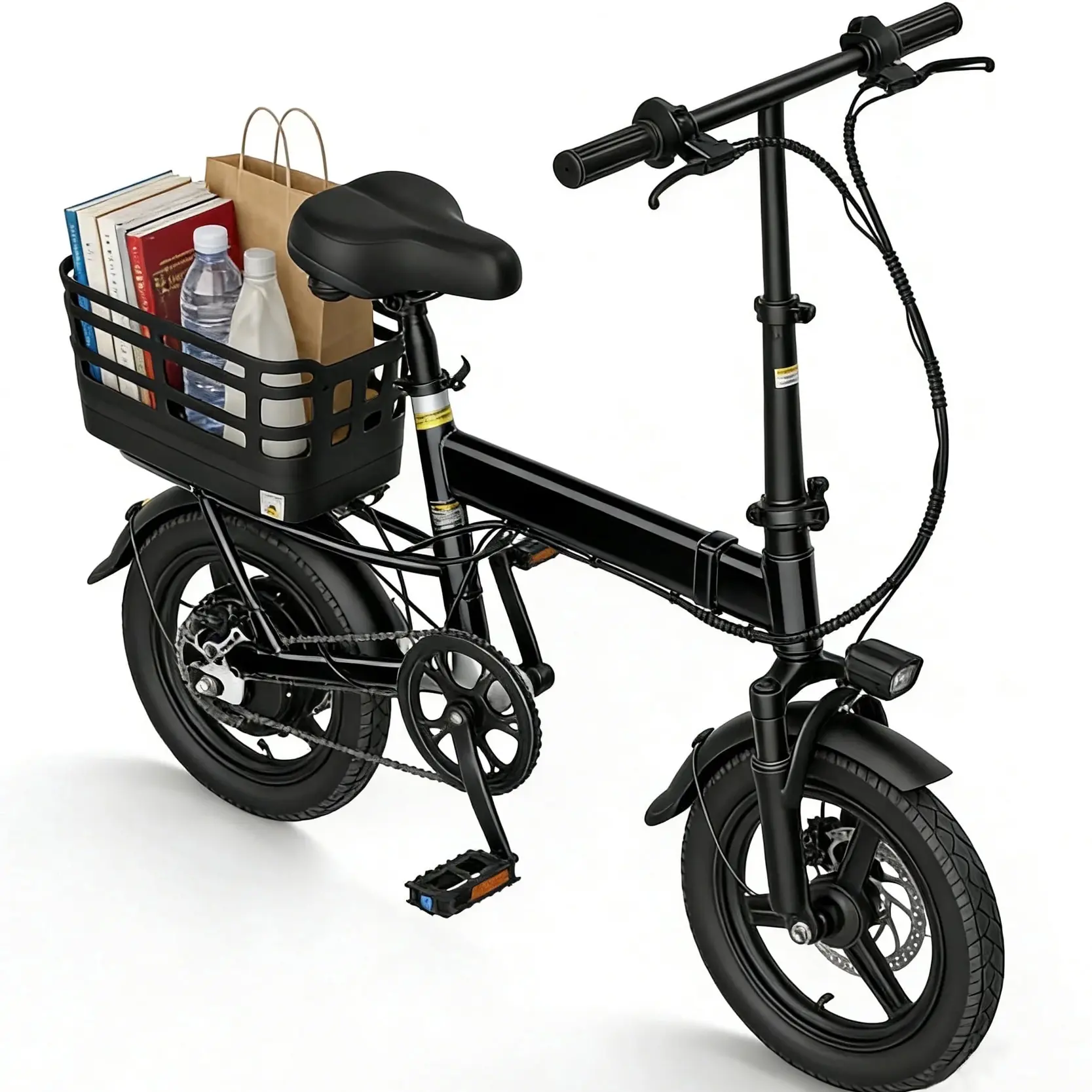 Folding Ebike - 14” Folding Electric Bicycle with 500W Motor,36V 12Ah built-in battery, 20MPH Top Speed, 35-mi Range, Adjustable Handlebar & Seat, 3 Riding Modes,camping essentials tiktokshopbacktoschool