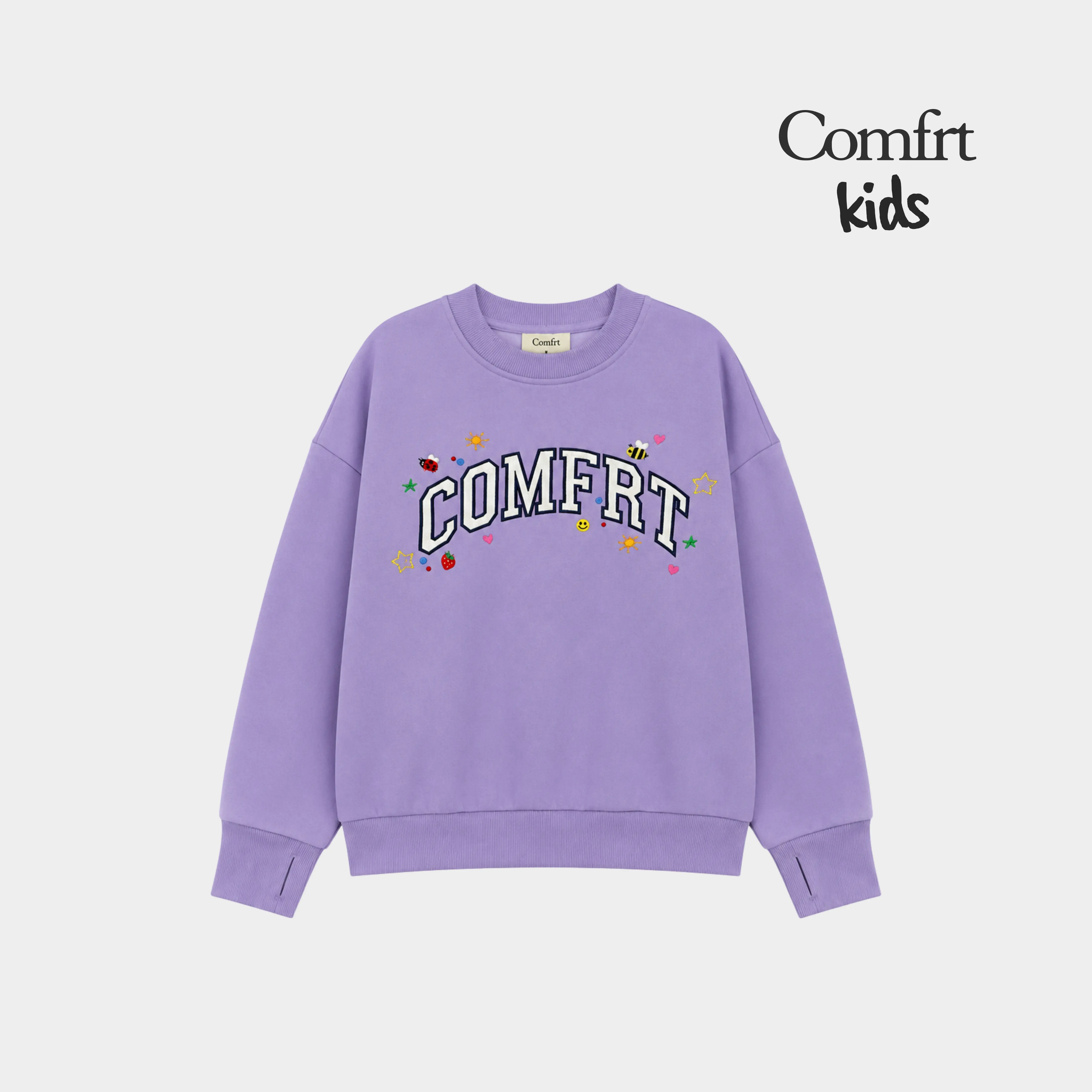 Comfrt | Kids Varsity Applique Crew | Kids Graphic Crewneck Sweatshirt