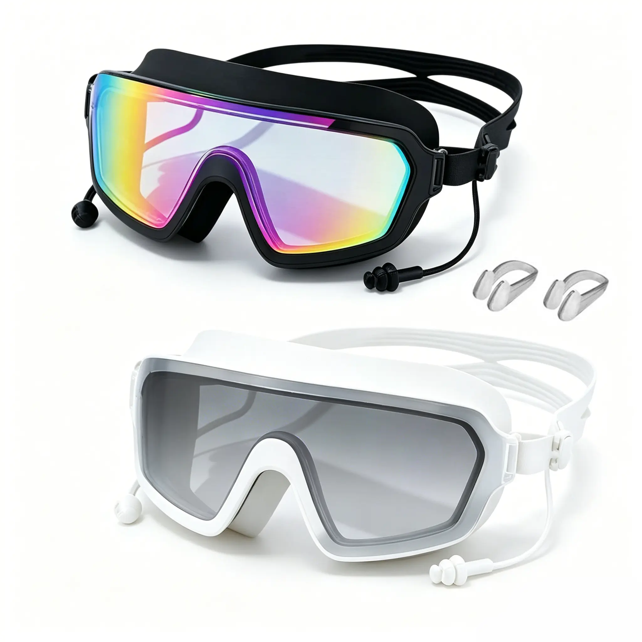 Unisex Panoramic Swim Mask, Anti-Fog Wide-View Swimming Goggles with UV Protection, Leakproof Silicone Underwater Gear for Pool & Snorkeling
