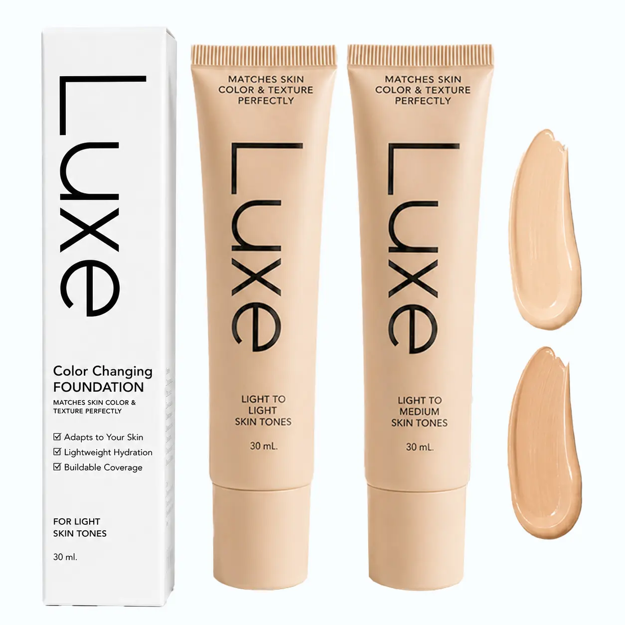 Women's Color Changing Foundation Cosmetic, 30ml White-to-Tone Cream, Lightweight Buildable Coverage, Natural Dewy Finish & Natural Glow, Easy-to-Blend Alcohol-Free Formula, Suitable for All Skin Types & Light to Medium Skin, Daily Makeup